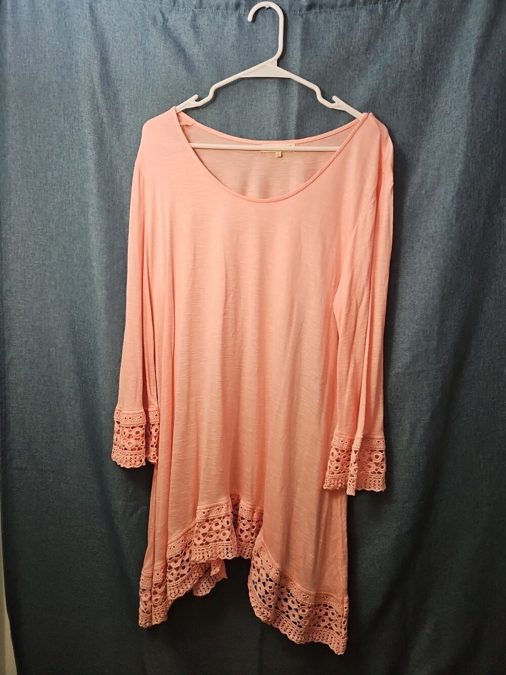 Indigo Soul Boho Tunic Top Large Pink Rayon Crochet Lace ✨💗👍HOST PICK👍💗✨ - Picture 8 of 16